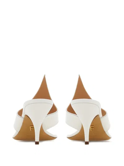 Ferragamo Lyrai Leather Mules In White