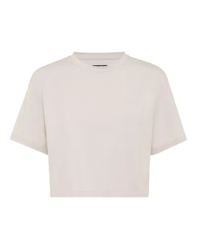 Plein Sport Cropped T-shirt Round Neck Ss In Grey