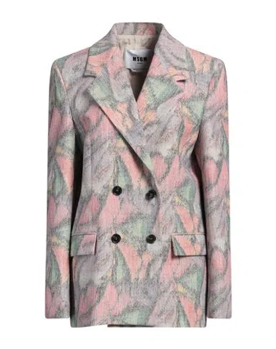 Msgm Woman Blazer Lilac Size 4 Polyester, Cotton, Viscose, Acrylic, Polyamide In Purple