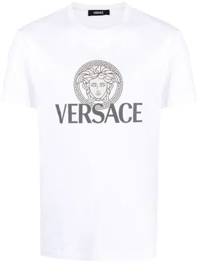 Versace Jersey Cotton T-shirt With Iconic Print In White