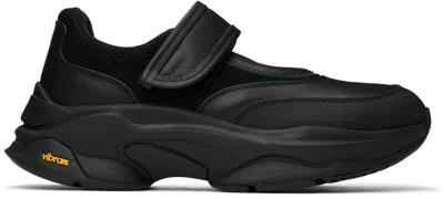 Y's Black Cow Leather Sneakers In 2 Black