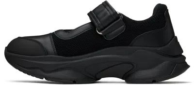 Y's Black Cow Leather Sneakers In 2 Black