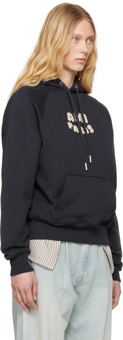 Ami Alexandre Mattiussi Ami Paris Logo-print Hoodie In Bleu Marine