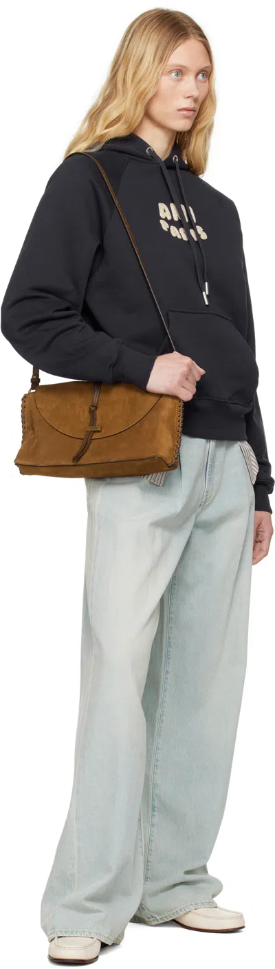 Ami Alexandre Mattiussi Ami Paris Logo-print Hoodie In Bleu Marine