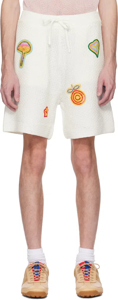 Casablanca Patch-detailing Crochet Shorts In White