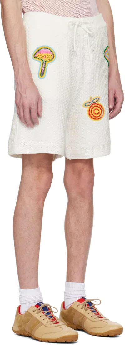 Casablanca Patch-detailing Crochet Shorts In White