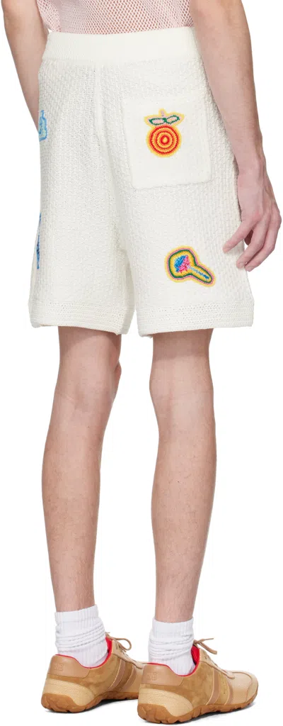 Casablanca Patch-detailing Crochet Shorts In White