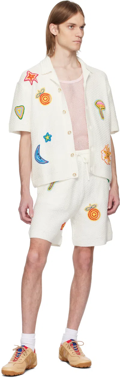 Casablanca Patch-detailing Crochet Shorts In White