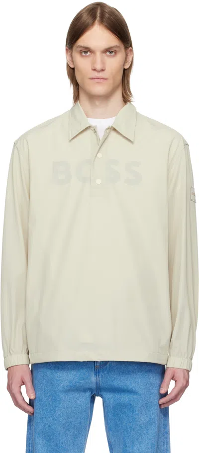 Hugo Boss Beige Nylon Polo In 271-light Beige