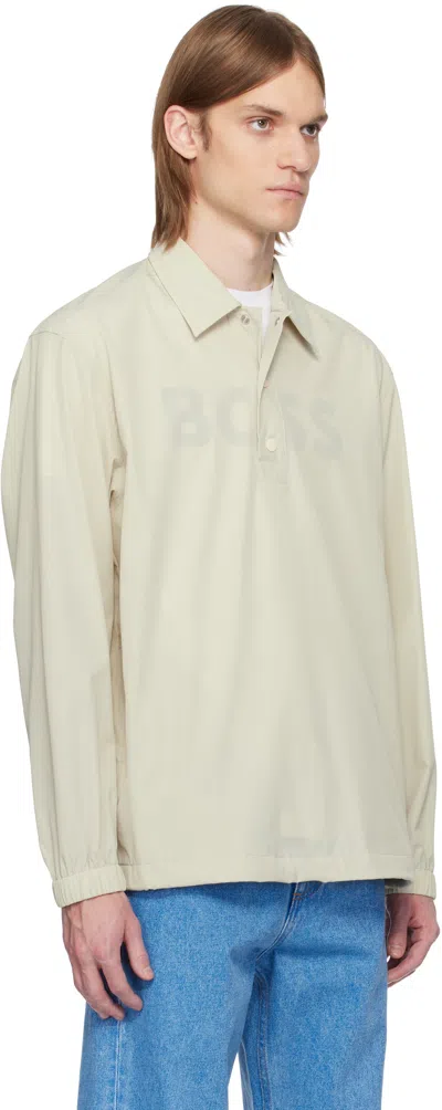 Hugo Boss Beige Nylon Polo In 271-light Beige