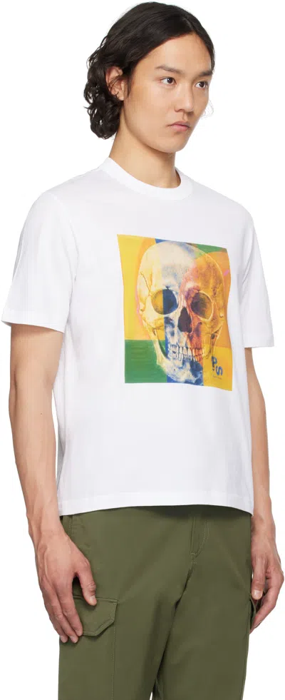 Ps By Paul Smith Skull Square Cotton T Shirt In White