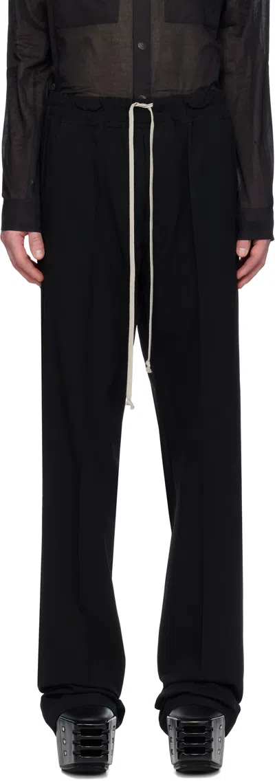 Rick Owens Mens Black Dietrich Drawstring-waist Stretch-cotton Trousers In 09 Black