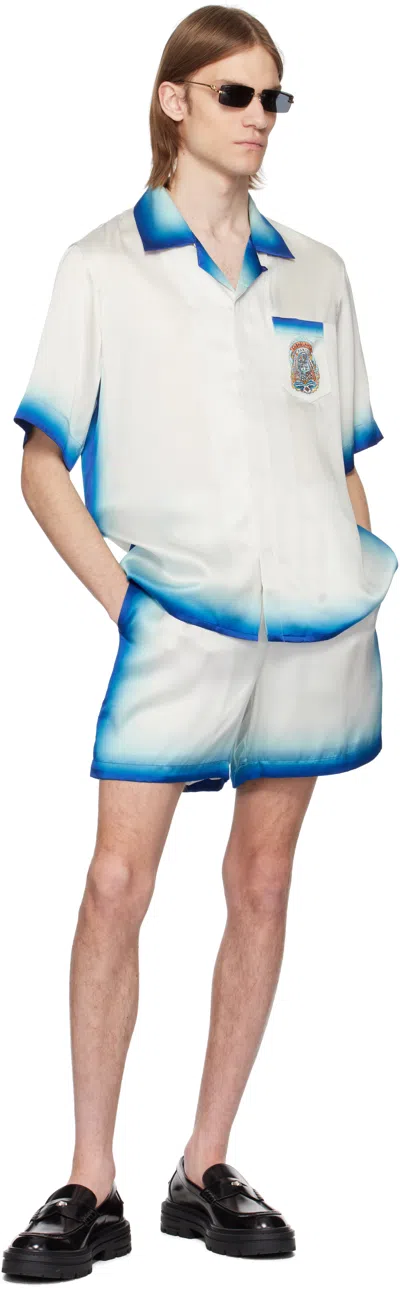 Casablanca "home Way Skate" Silk Shorts In White