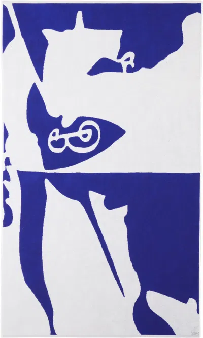 Burberry Navy & White Split Ekd Beach Towel In Knight