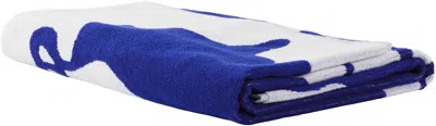 Burberry Navy & White Split Ekd Beach Towel In Knight