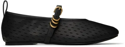 Rag & Bone Black Spire Perforated Leather Mary Jane Ballerina Flats In Blkperf
