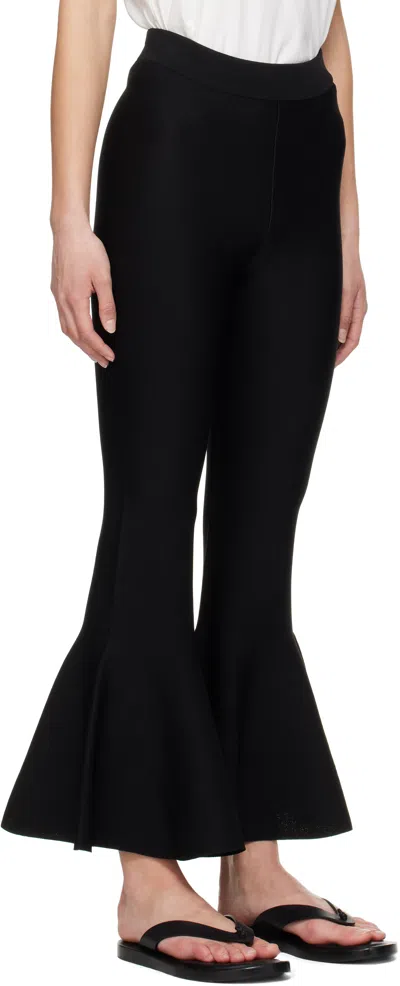 Ami Alexandre Mattiussi Fluted Trousers With Long Length And Flared Design In Wool Gabardine Black