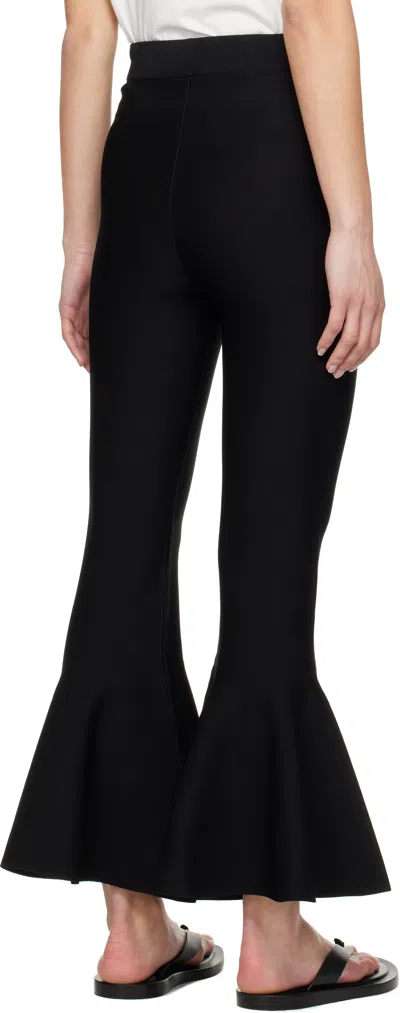 Ami Alexandre Mattiussi Fluted Trousers With Long Length And Flared Design In Wool Gabardine Black