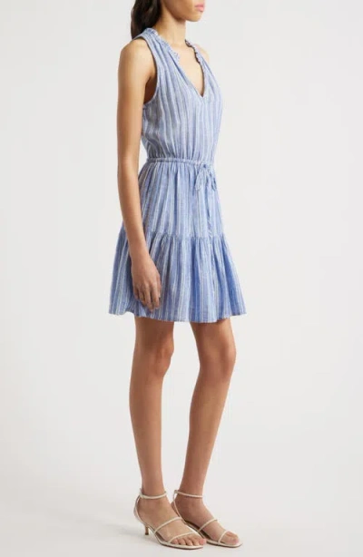 Rails Albany Stripe Tiered Linen Blend Dress In Lake View Stripe