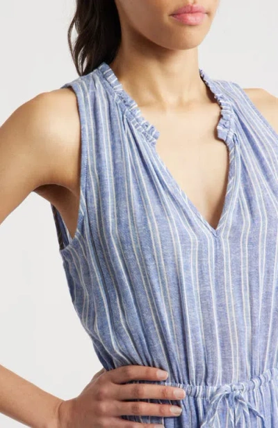 Rails Albany Stripe Tiered Linen Blend Dress In Lake View Stripe