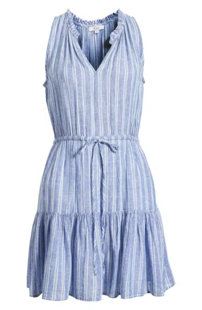 Rails Albany Stripe Tiered Linen Blend Dress In Lake View Stripe