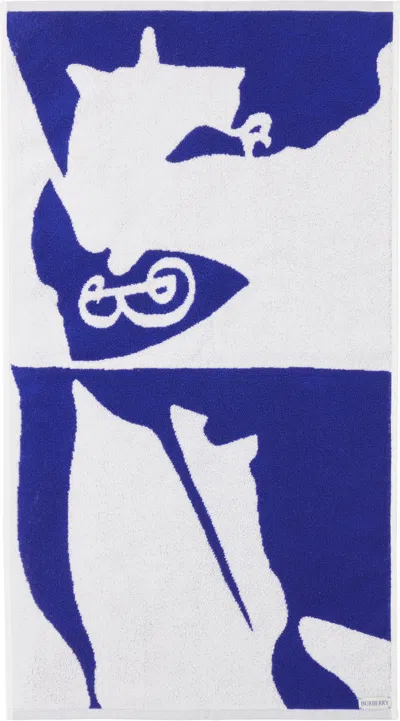 Burberry Navy & White Split Ekd Hand Towel In Knight