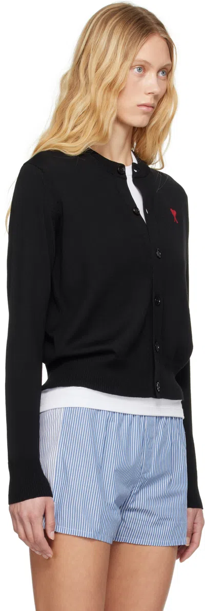 Ami Alexandre Mattiussi Cardigan In Wool Gabardine Black