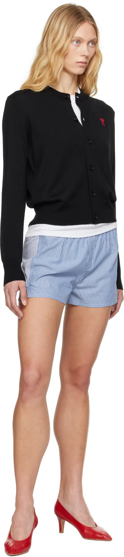 Ami Alexandre Mattiussi Cardigan In Wool Gabardine Black