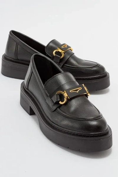 Forever & Always Shoes Simone Bit Platform Loafer In Black Faux Leather
