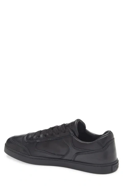 Prada Leather Sneakers With Flat Sole And Round Toe In Black