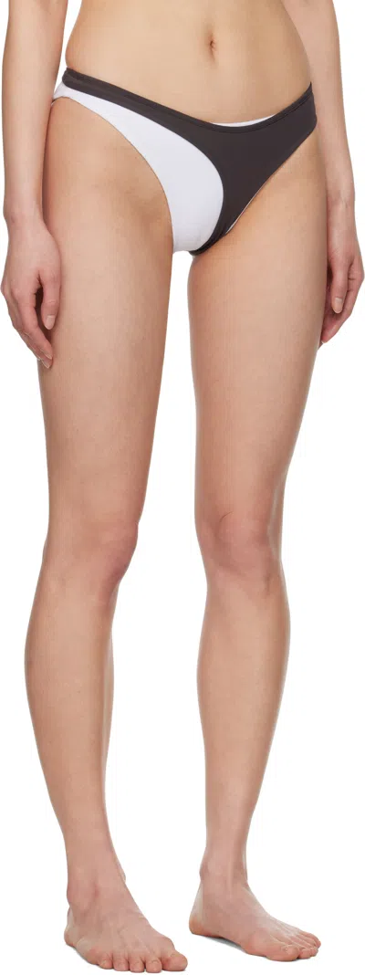 Ottolinger White & Brown Layered Bikini Bottom In White-brown