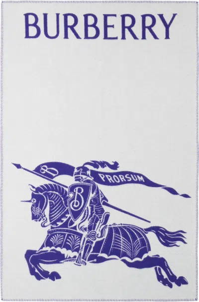 Burberry Navy & White Ekd Label Throw In Knight