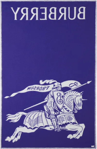 Burberry Navy & White Ekd Label Throw In Knight