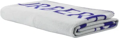 Burberry Navy & White Ekd Label Throw In Knight