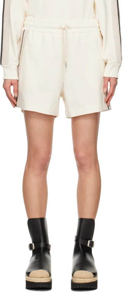 Moncler Off-white Striped Trim Shorts In Natural