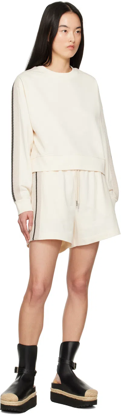 Moncler Off-white Striped Trim Shorts In Natural