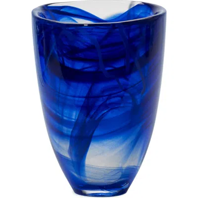 Kosta Boda Contrast Blue Vase, 8" In Blue