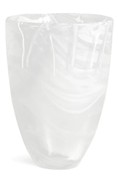 Kosta Boda Contrast White Vase, 8" In White
