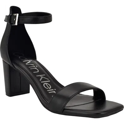 Calvin Klein Marle Womens Ankle Strap Open Toe Block Heel In Black