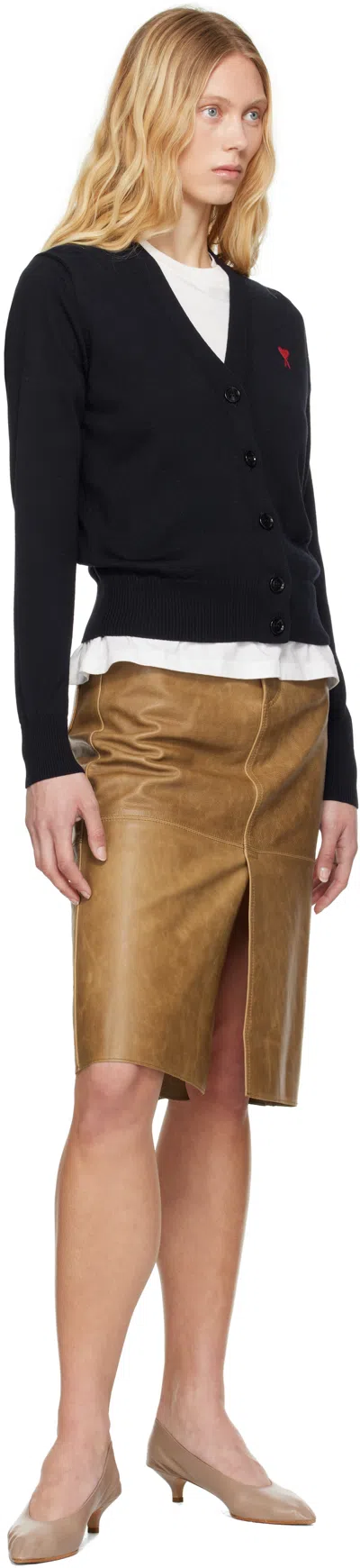 Ami Alexandre Mattiussi Navy Wool Ami De Coeur Cardigan In Black