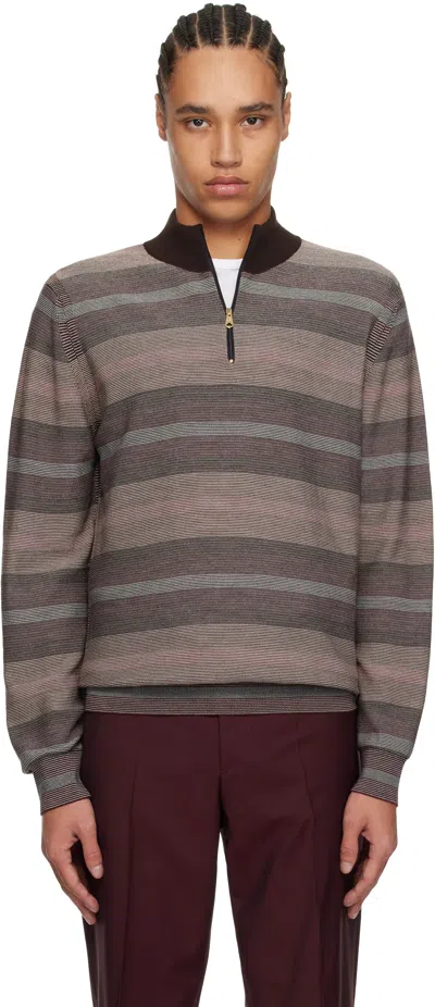 Paul Smith Hazy Stripe Cotton And Wool-blend Zip-neck Sweater Multicolour In 92 Multicolour