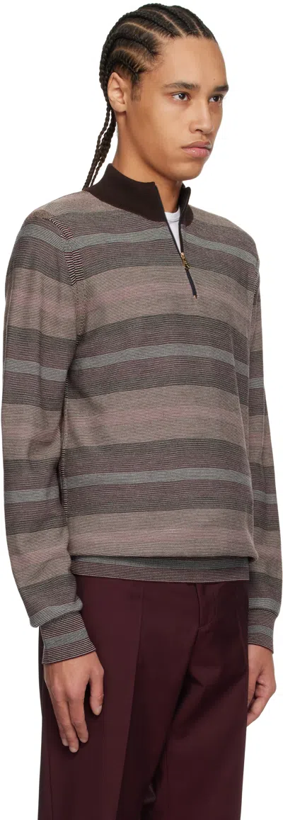 Paul Smith Hazy Stripe Cotton And Wool-blend Zip-neck Sweater Multicolour In 92 Multicolour