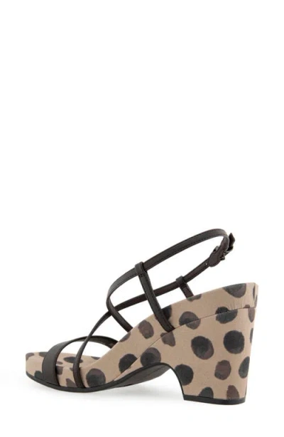 Aerosoles Women's Miles Round Toe Wedge Sandals In Java Spotted Faux Leather