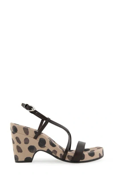 Aerosoles Women's Miles Round Toe Wedge Sandals In Java Spotted Faux Leather