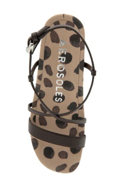 Aerosoles Women's Miles Round Toe Wedge Sandals In Java Spotted Faux Leather