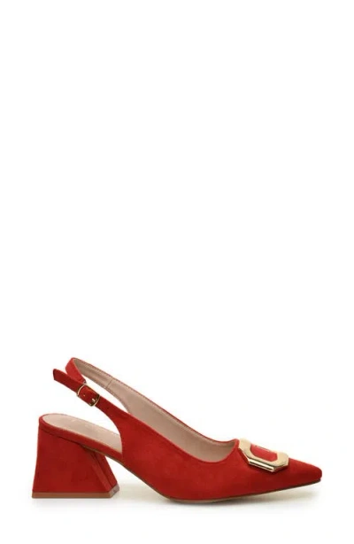 Nicole Miller Melrose Womens Pointed Closed Toe Block Heel Pumps In Red
