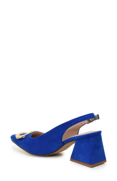 Nicole Miller Melrose Womens Pointed Closed Toe Block Heel Pumps In Blue Suede