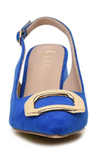 Nicole Miller Melrose Womens Pointed Closed Toe Block Heel Pumps In Blue Suede