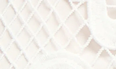 Nvlt Mock Neck Short Sleeve Lace Top In White