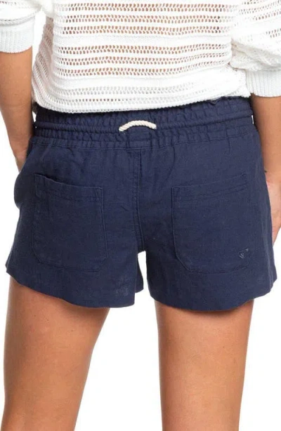 Roxy Oceanside Cotton Drawstring Shorts In Mood Indigo